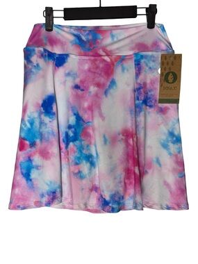 Dona Jo Tennis Skort Sz Large (2) Pink Blue Tie Dye Hipster Athletic Summer NWT